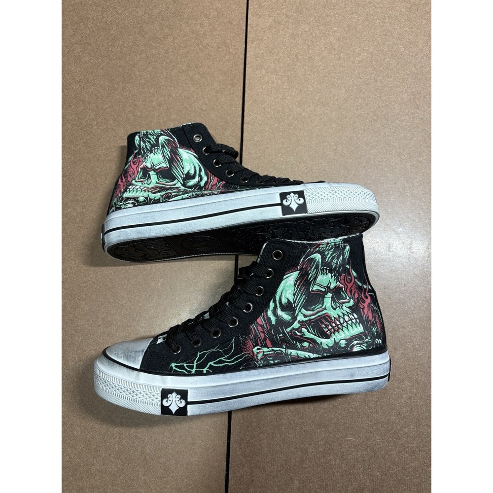 Affliction Men's 5.5/Women's 7 Hi-Top Shoes Skull Fire New/ No Box